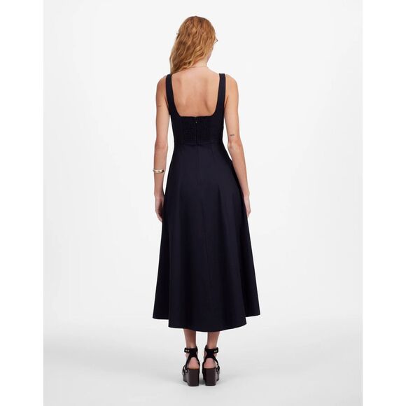 NWT Madewell Women's Seamed Square Neck Midi Dress in Black Size 14 - Picture 3 of 16